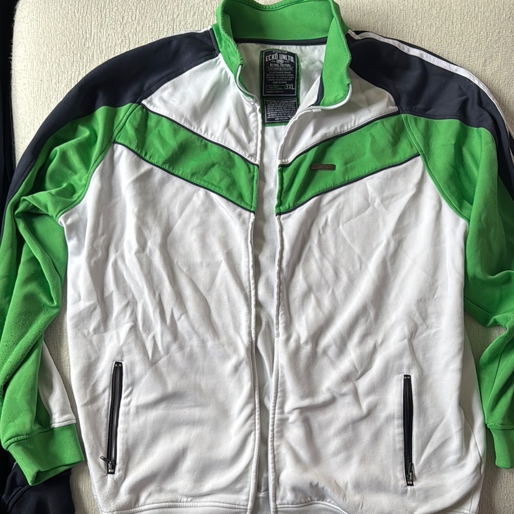 Ecko Unlimited Green and White Windbreaker Jacket